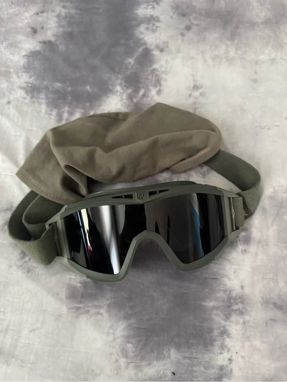 Tactical Olive Green Goggles with Mirrored Lens